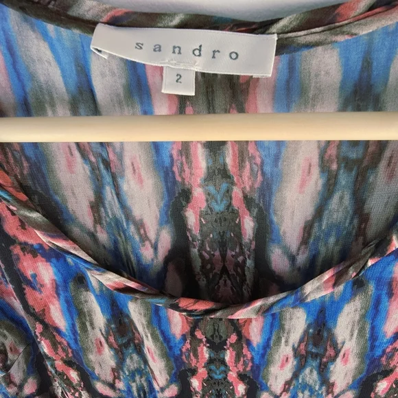 Sandro Multicolor Sleeveless Ruffle Dress Size 2/S Boho Chic - Picture 7 of 15